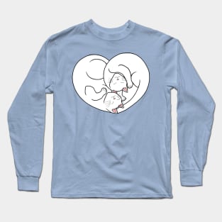 Cute White Cat Heart Long Sleeve T-Shirt